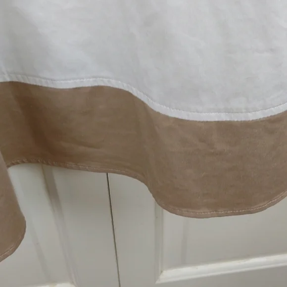 Anne Klein Sleeveless Lace Overlay Cotton Blend Tiered Skirt Tan & White Dress - Picture 6 of 11